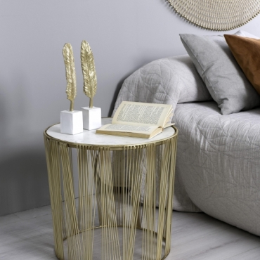 Metal Corner Table with a Marble Top